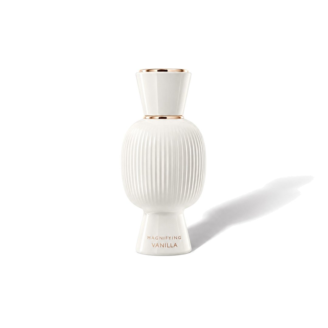 Allegra Magnifying Vanilla by Bvlgari, bottle casting a soft shadow, photo 1 of 6