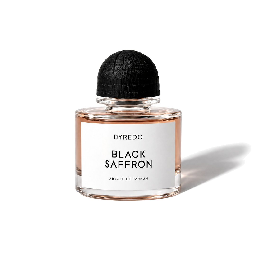 Black Saffron Absolu by Byredo, bottle casting a soft shadow, photo 1 of 6