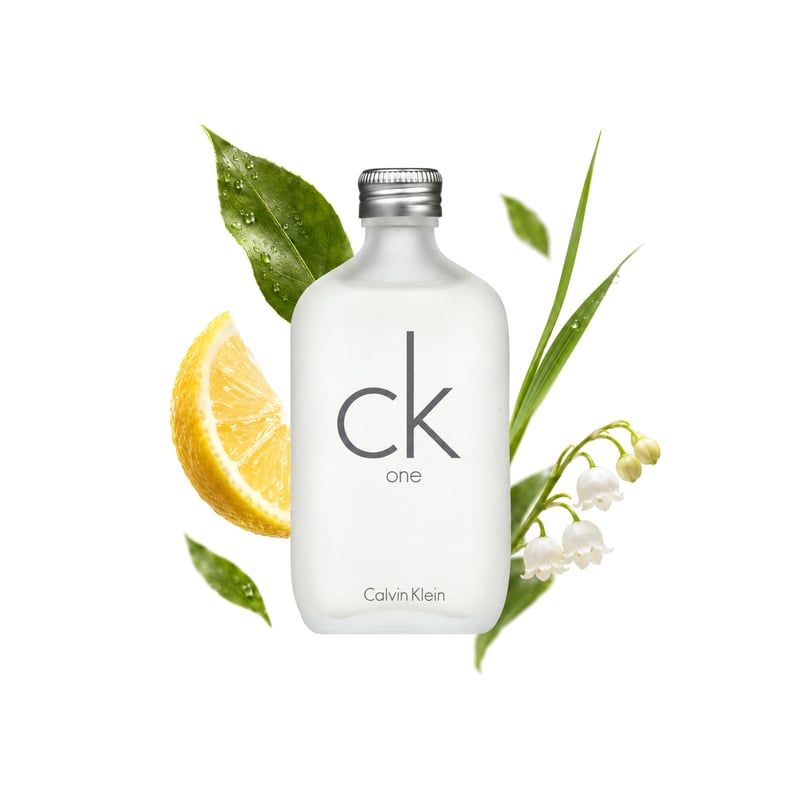 CK One, Calvin Klein: pullo ja sen keskeiset nuotit: Sitruuna, Vihreät nuotit ja Kielo