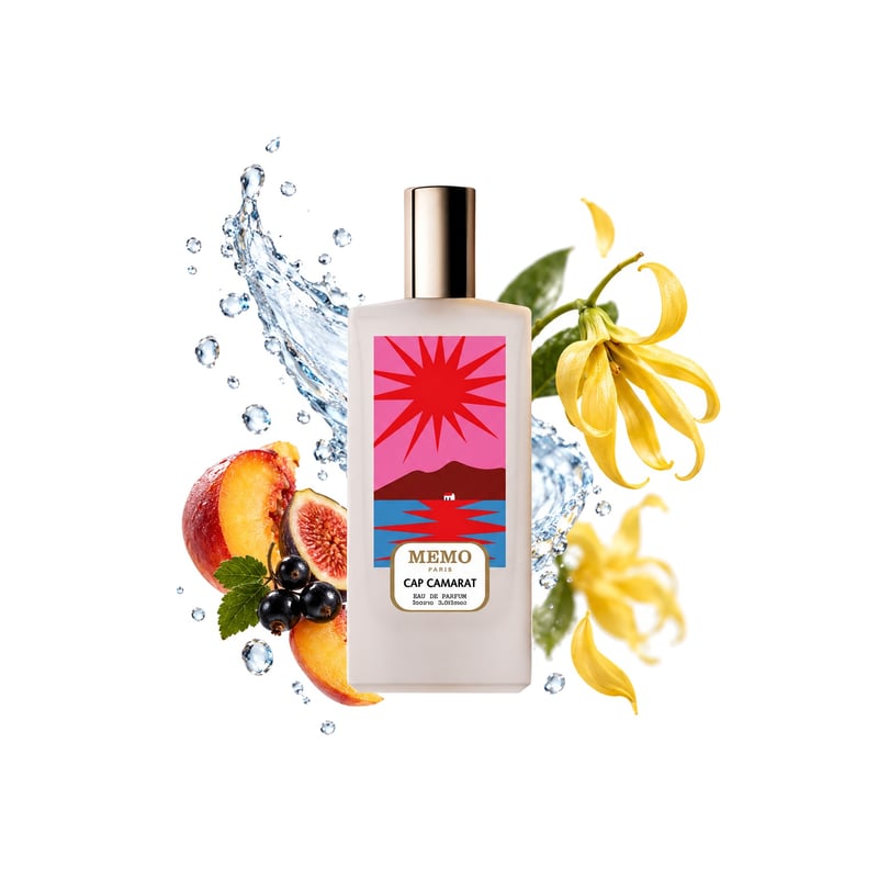 Cap Camarat von Memo Paris, Flakon mit seinen Hauptnoten: Fruchtige Noten, Wässrige Noten und Ylang-Ylang