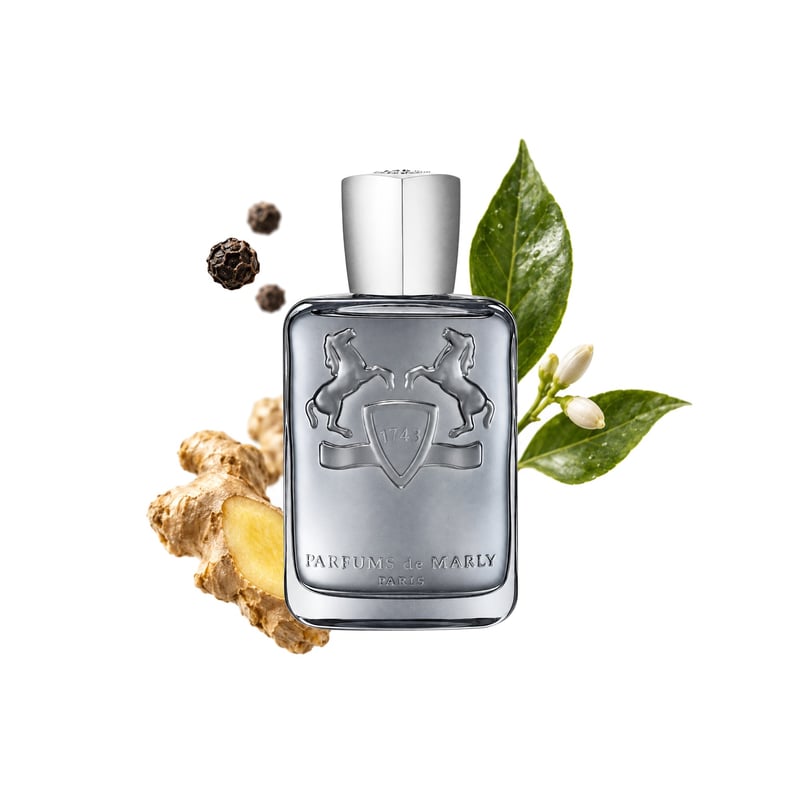 Parfums de Marly Castley, flakon a jeho klíčové tóny: Černý pepř, Zázvor a Petitgrain