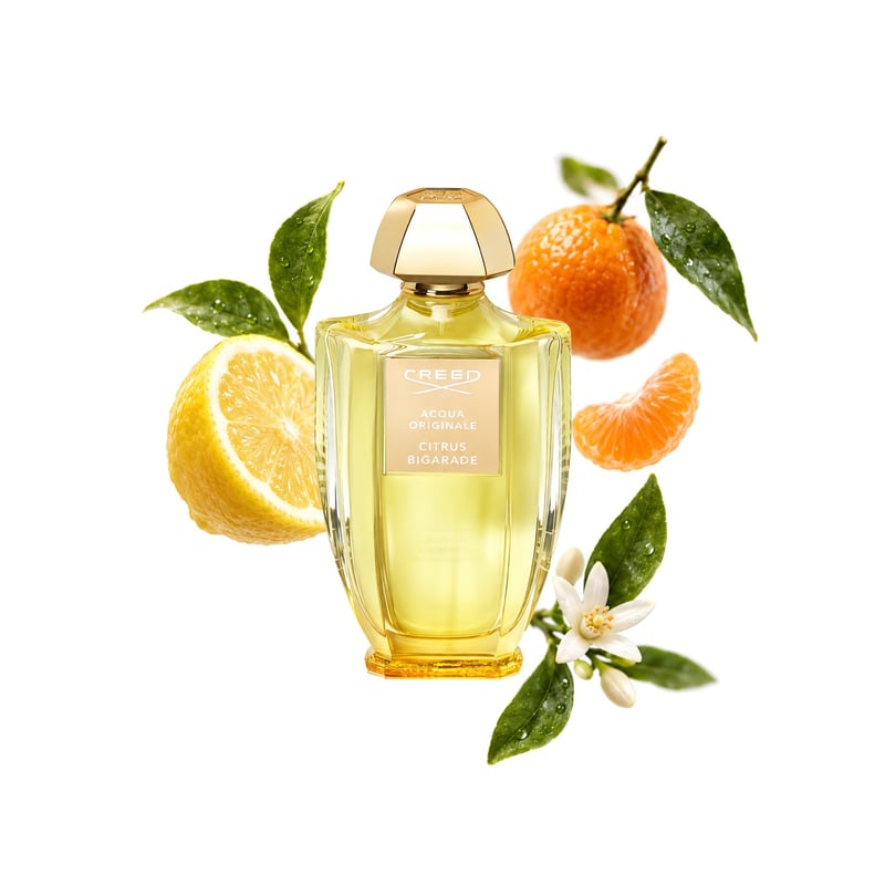 Creed Citrus Bigarade, flakon a jeho klíčové tóny: Citron, Petitgrain a Mandarinka