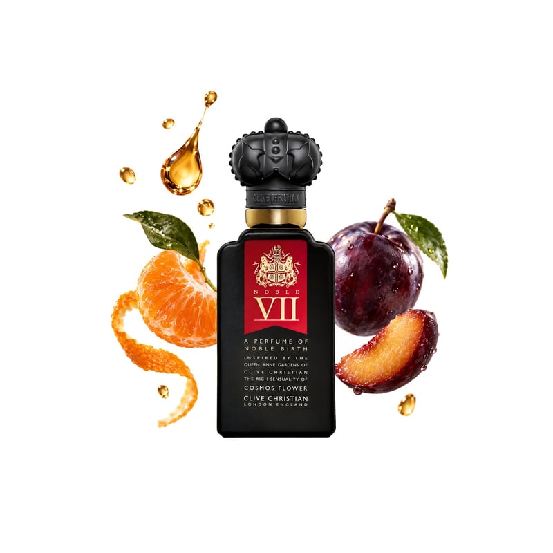 Cosmos Flower di Clive Christian, flacone con le sue note principali: Rum, Mandarino e Prugna