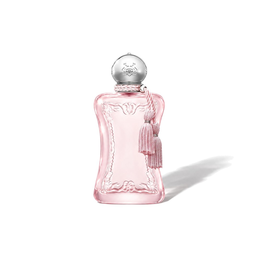 Delina La Rosée by Parfums de Marly, bottle casting a soft shadow, photo 1 of 6