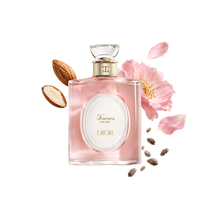 Forever and Ever Dioriginals di Dior, flacone con le sue note principali: Mandorla, Rosa selvatica e Ambretta