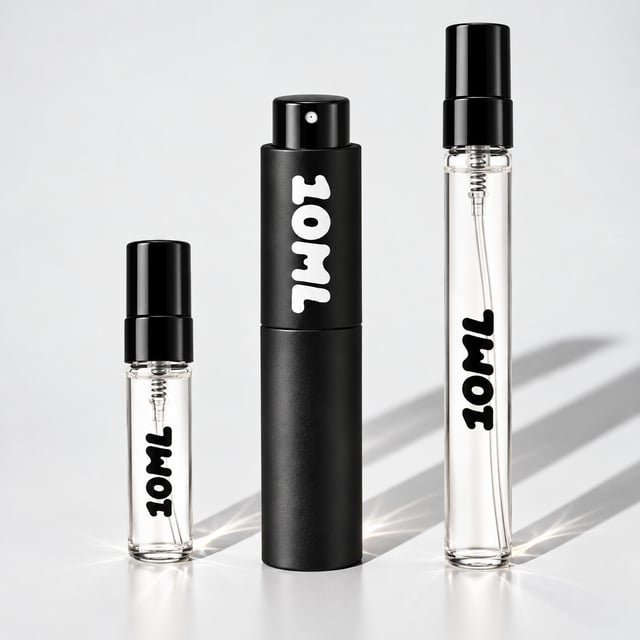10ML decants in glass vials and a travel atomiser