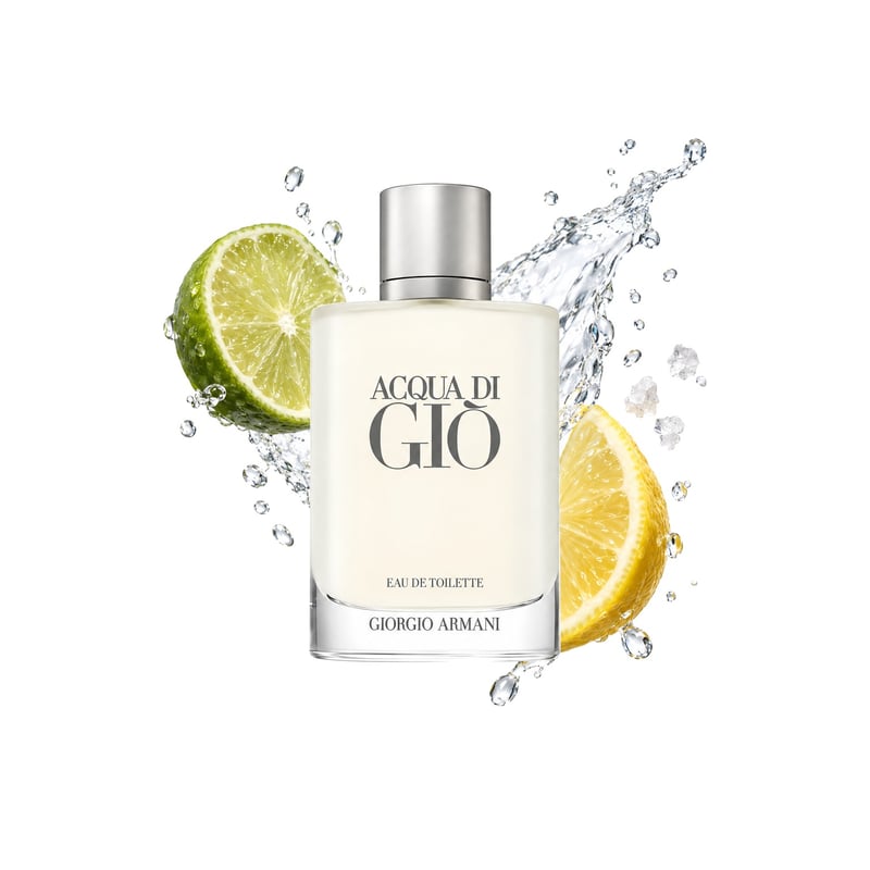 Giorgio Armani Acqua di Giò, flakon a jeho klíčové tóny: Limetka, Citron a Mořské tóny
