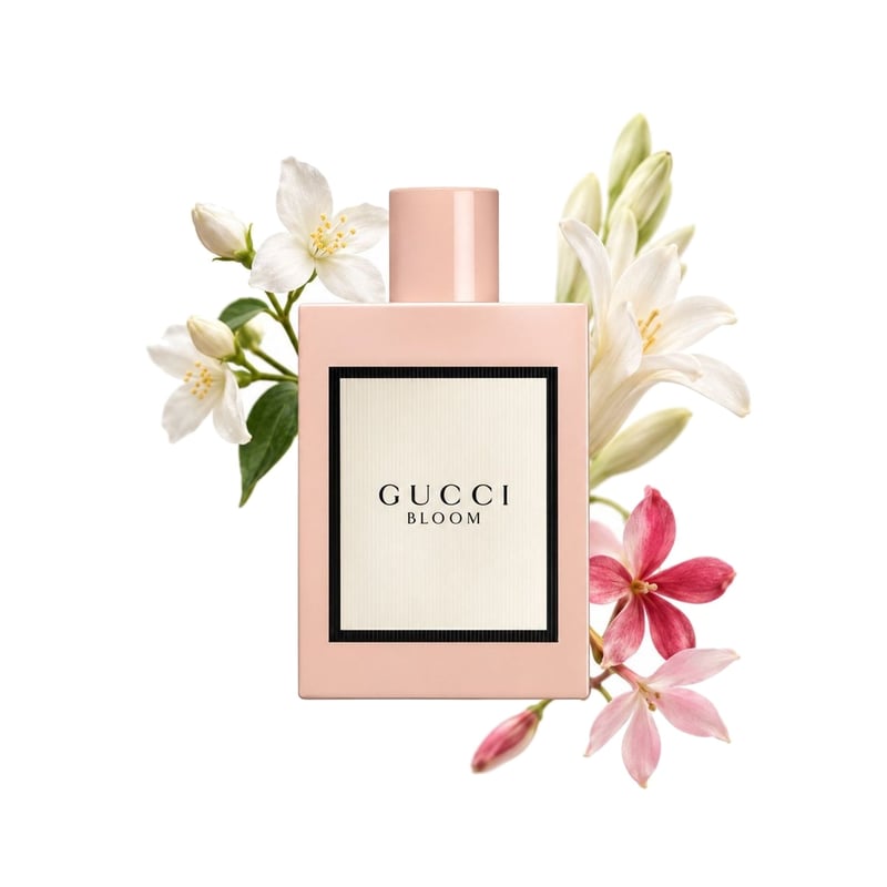 Gucci Gucci Bloom, az üveg és fő illatjegyei: Jázmin, Tubarózsa és Rangoon-liána