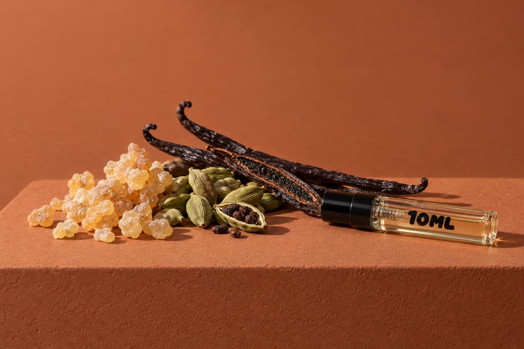 Incienso, cardamomo y vainilla como materias primas: notas de Decision de Amouage