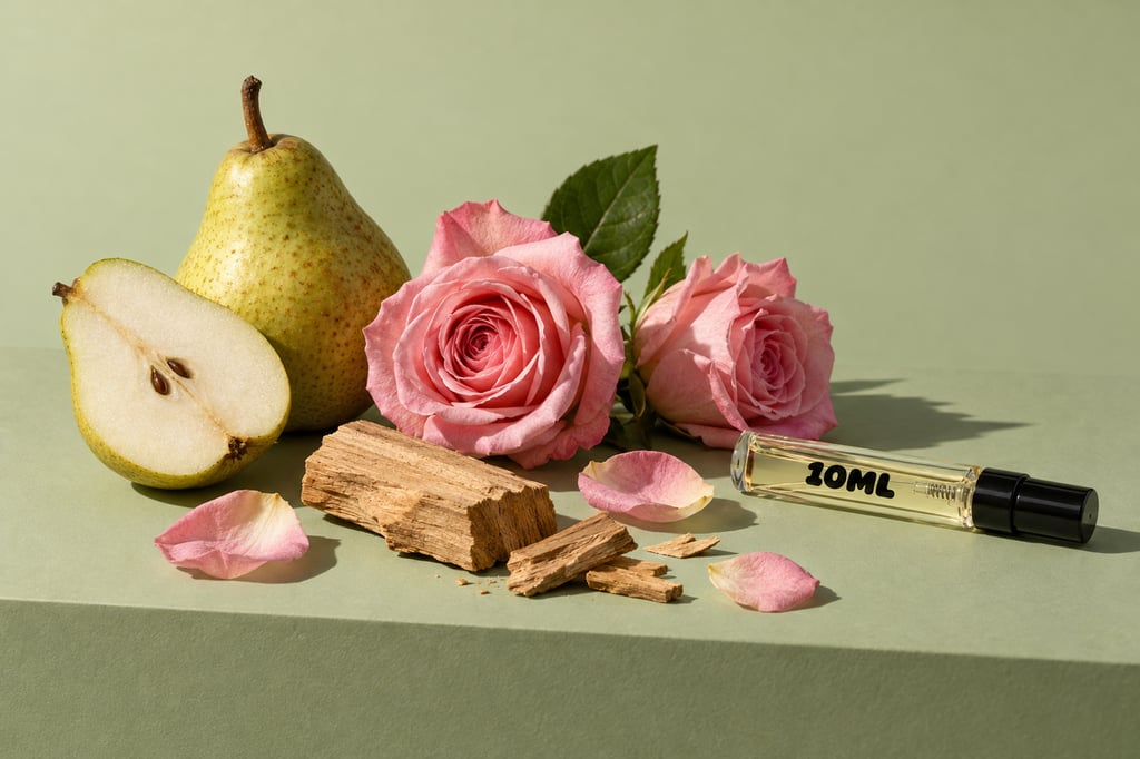 Birne, Rose und Sandelholz als Rohstoffe: Duftnoten aus Guidance von Amouage