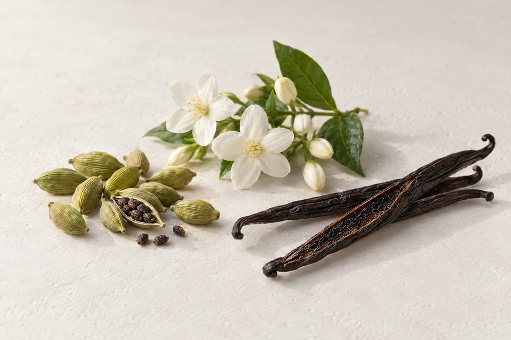 Cardamom, jasmine and vanilla as raw materials: notes of Bitter Peach by Tom Ford