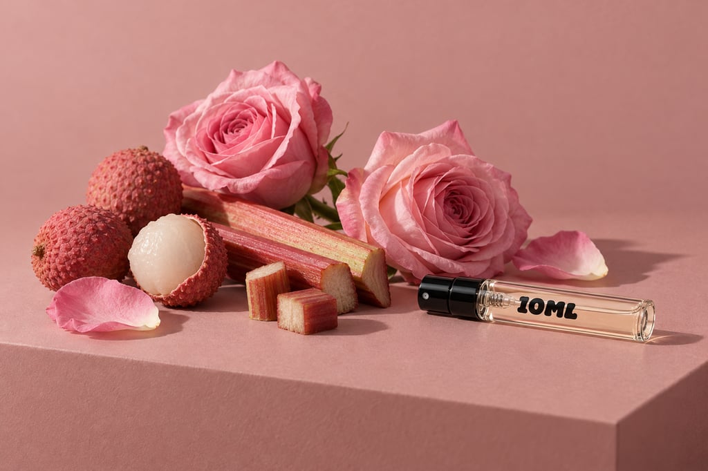 Lichi, rosa y ruibarbo como materias primas: notas de Delina de Parfums de Marly