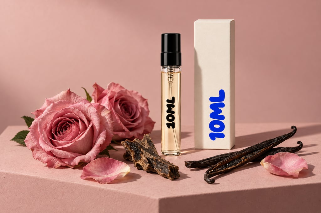 A 10ML decant of Oud Satin Mood by Maison Francis Kurkdjian with rose, oud and vanilla, its key notes