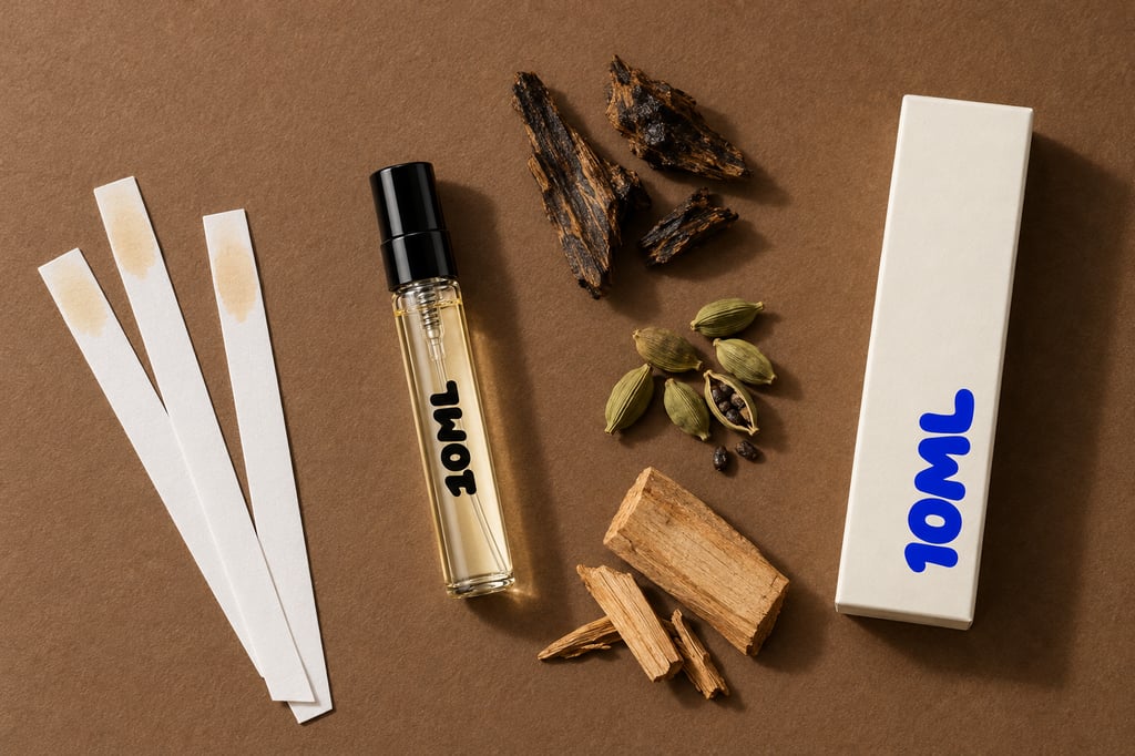 A 10ML decant of Oud Wood by Tom Ford with oud, cardamom and sandalwood, its key notes