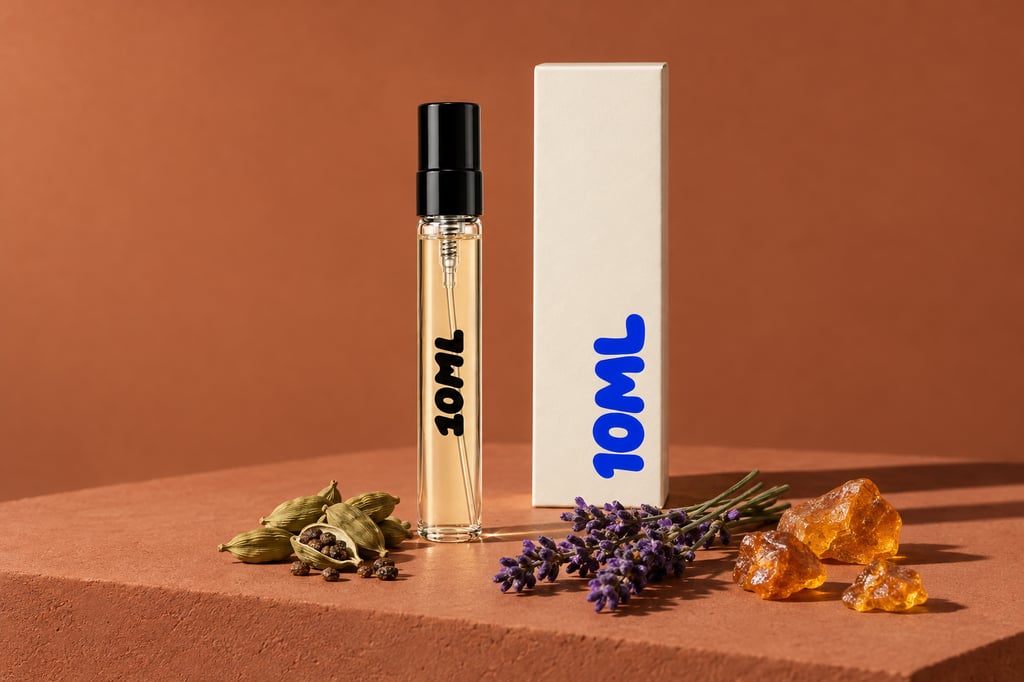 A 10ML decant of Sauvage Elixir by Dior with cardamom, lavender and amber, its key notes