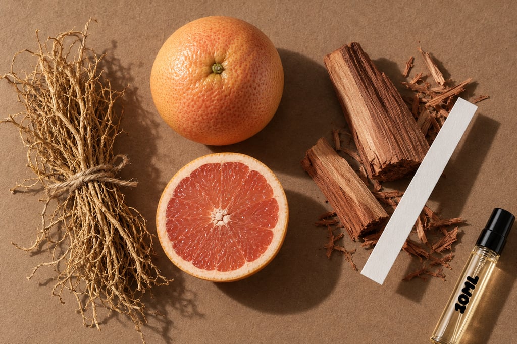 Vetiver, grapefruit and cedarwood as raw materials: notes of Terre d'Hermès by Hermès