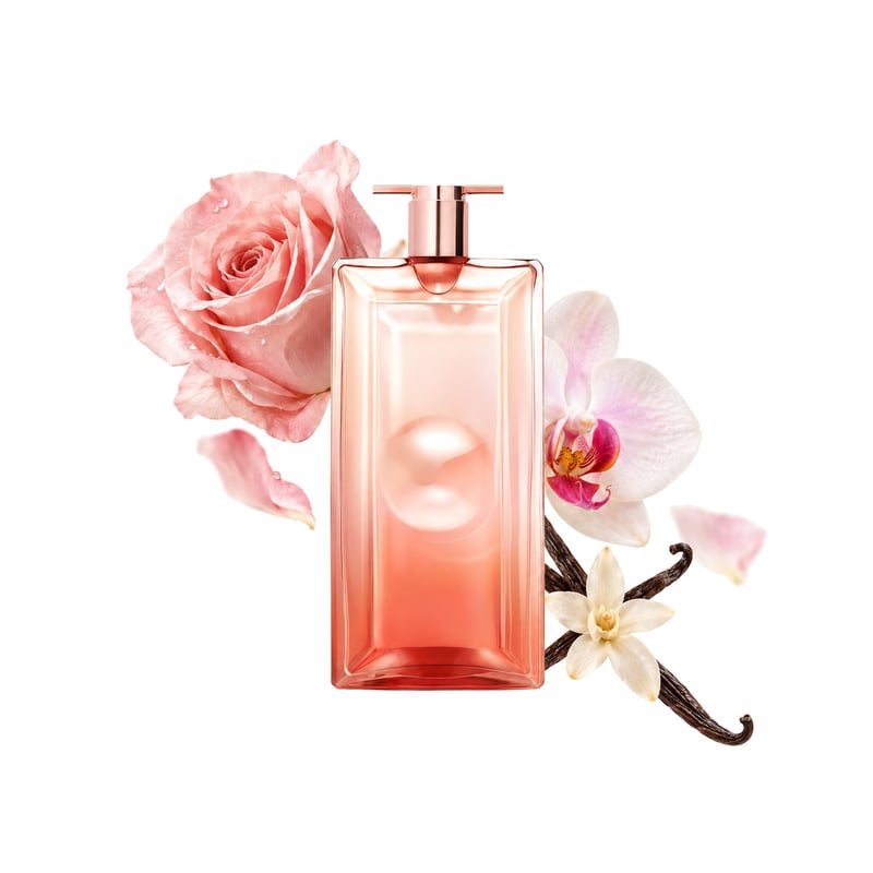 Idôle Now di Lancôme, flacone con le sue note principali: Rosa, Orchidea e Vaniglia