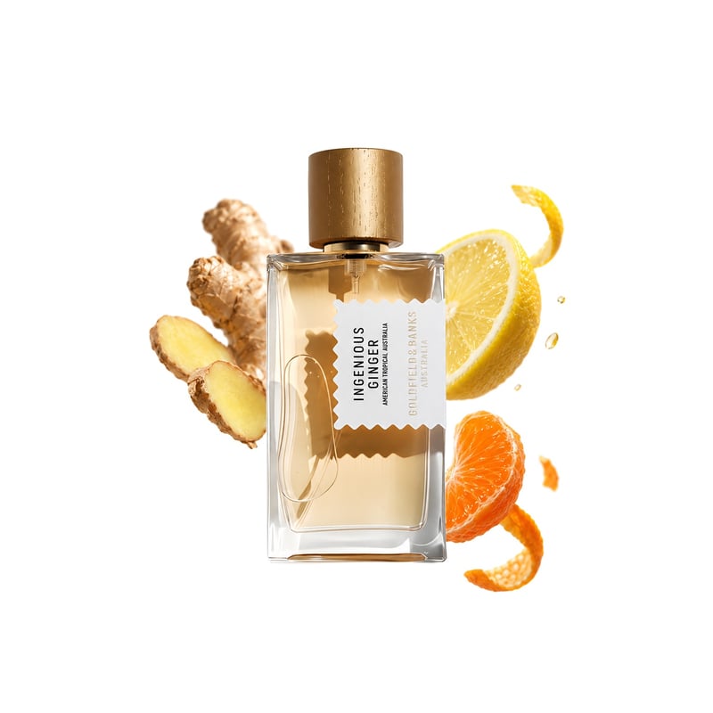 Goldfield & Banks Ingenious Ginger, az üveg és fő illatjegyei: Gyömbér, Citrom és Mandarin