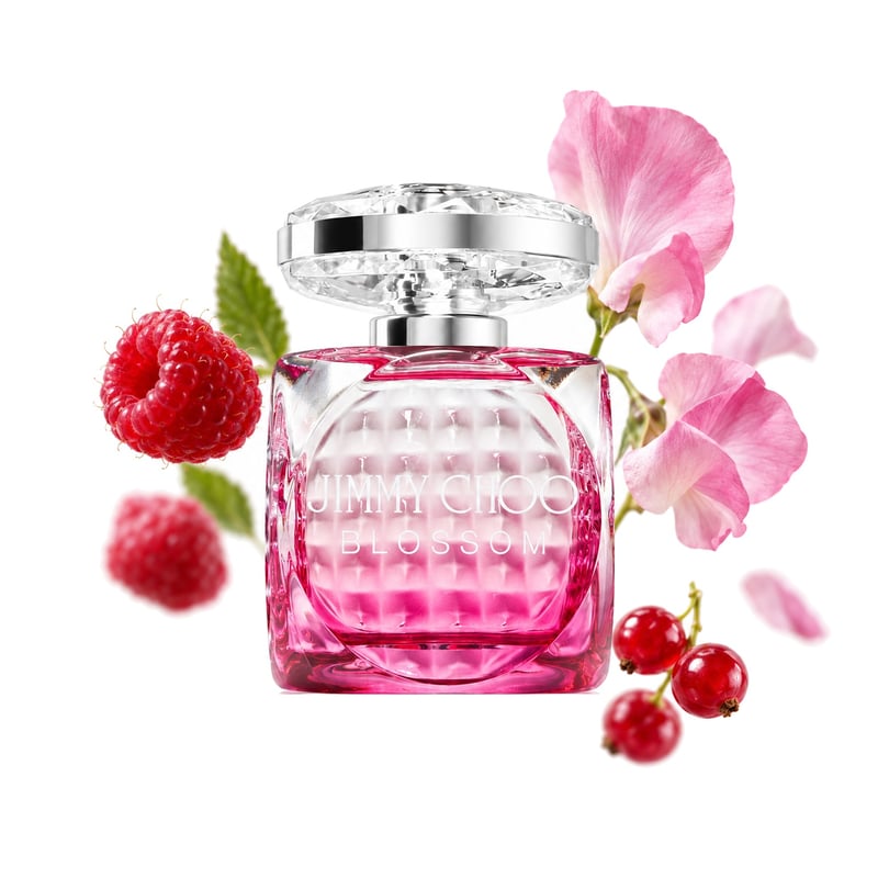 Jimmy Choo Blossom, az üveg és fő illatjegyei: Málna, Piros bogyók és Szagos bükköny