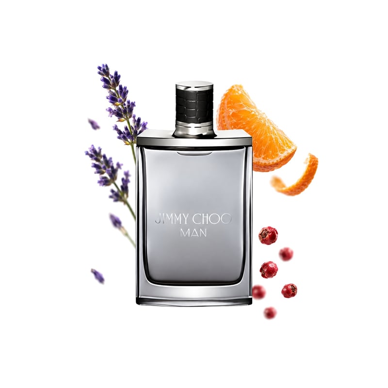 Jimmy Choo Man marki Jimmy Choo, flakon i jego kluczowe nuty: Lawenda, Mandarynka i Różowy pieprz