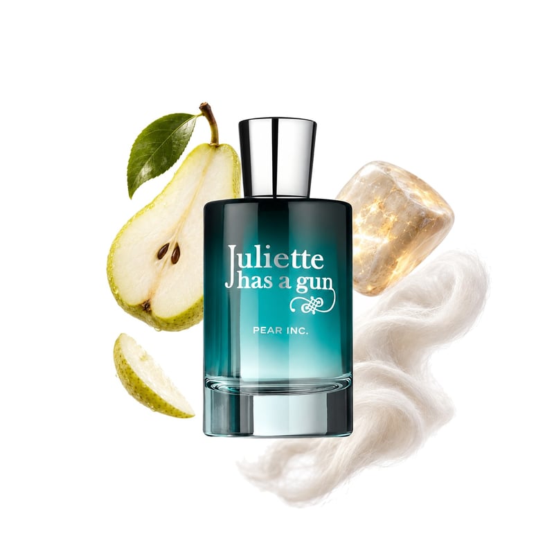 Pear Inc. by Juliette Has a Gun, bottle pictured with its key notes: Pear, Ambroxan and Musk