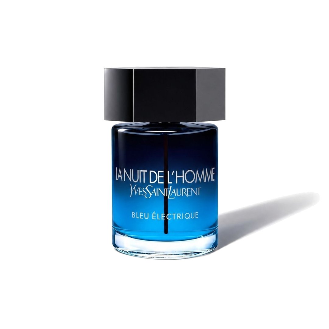 La Nuit de L'Homme Bleu Électrique by Yves Saint Laurent, bottle casting a soft shadow, photo 1 of 6