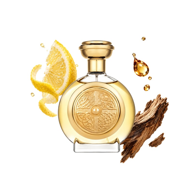 Lannosea von Boadicea The Victorious, Flakon mit seinen Hauptnoten: Zitrone, Rum und Eiche