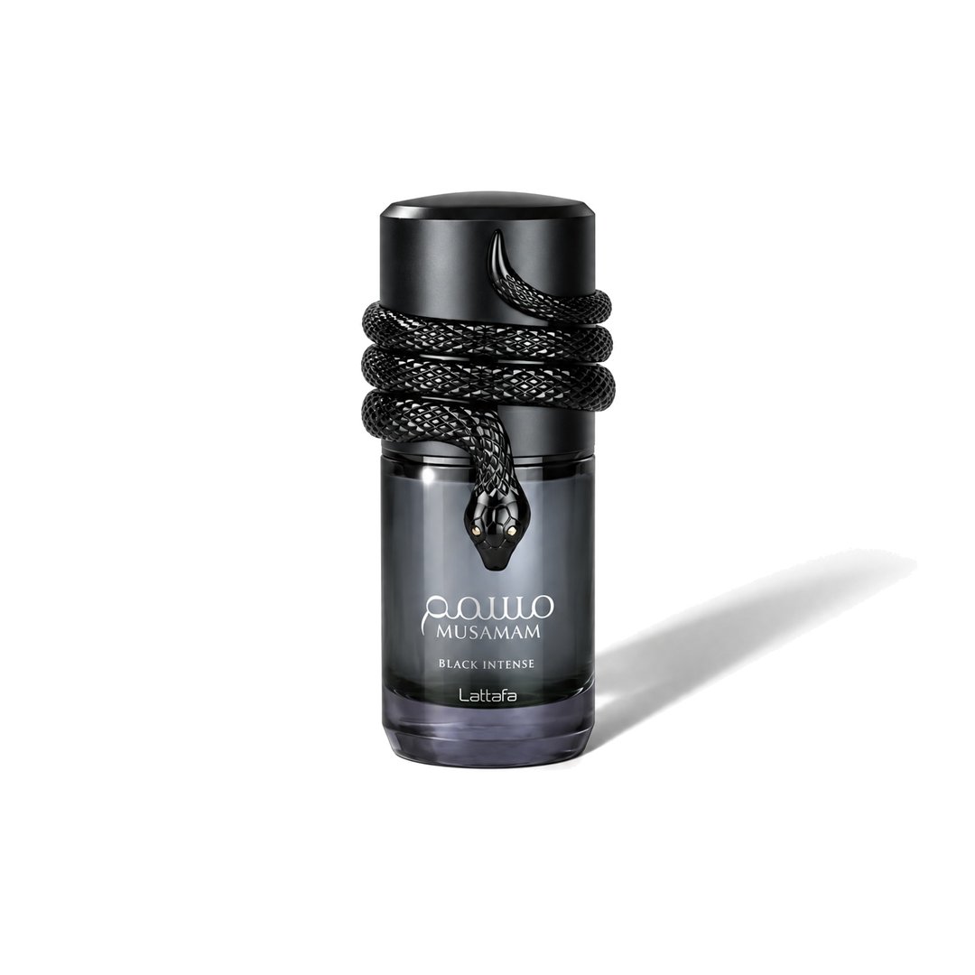 Musamam Black Intense by Lattafa perfume bottle