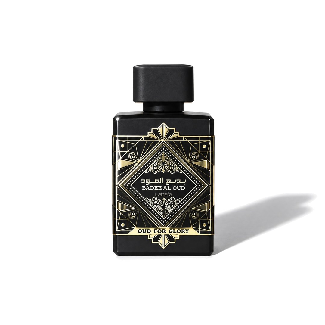Oud for Glory by Lattafa, bottle casting a soft shadow, photo 1 of 6