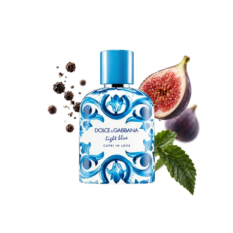 Light Blue Capri In Love Pour Homme Eau de Parfum de la Dolce&Gabbana, flacon alături de notele principale: Piper negru, Smochină și Paciuli