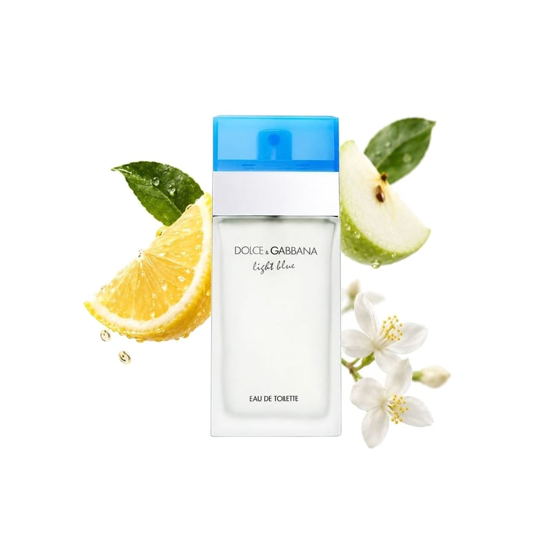 Light Blue του οίκου Dolce&Gabbana, φιάλη με τις κύριες νότες της: Σικελικό λεμόνι, Μήλο και Γιασεμί