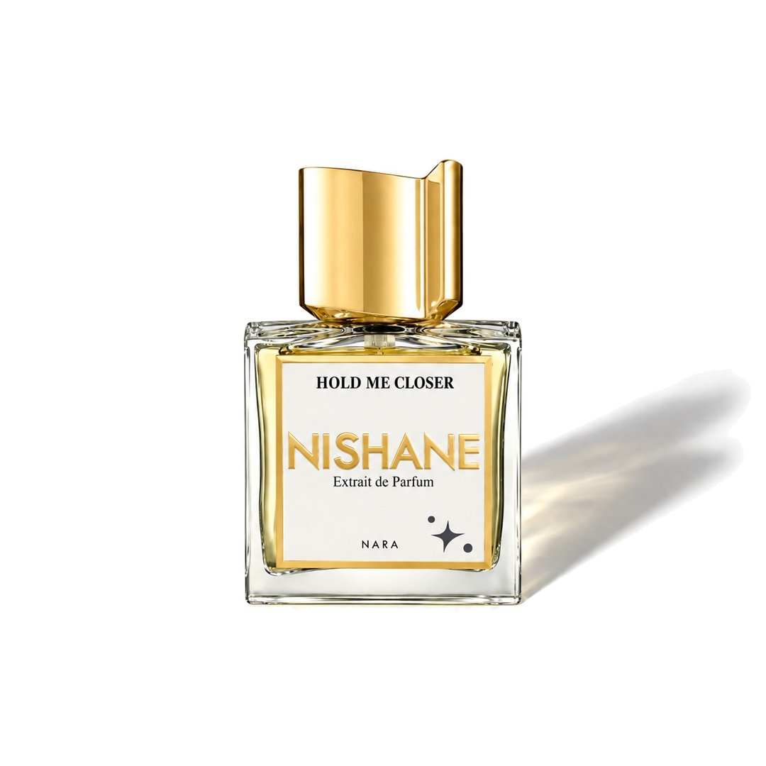 Hold Me Closer by Nishane, bottle casting a soft shadow, photo 1 of 6