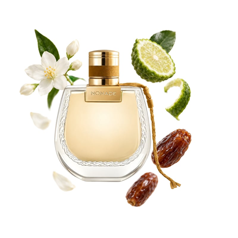 Nomade Jasmin Naturel von Chloé, Flakon mit seinen Hauptnoten: Jasmin, Bergamotte und Datteln
