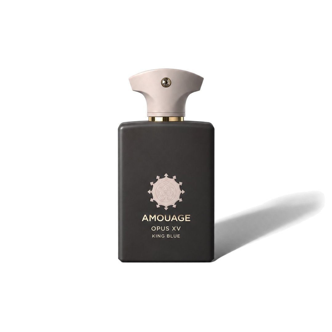 Opus XV – King Blue by Amouage, bottle casting a soft shadow, photo 1 of 6