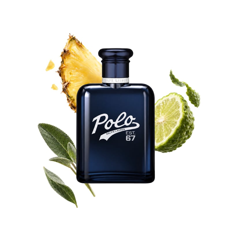 Polo by Ralph Lauren, bottle pictured with its key notes: Pineapple, Bergamot and Sage