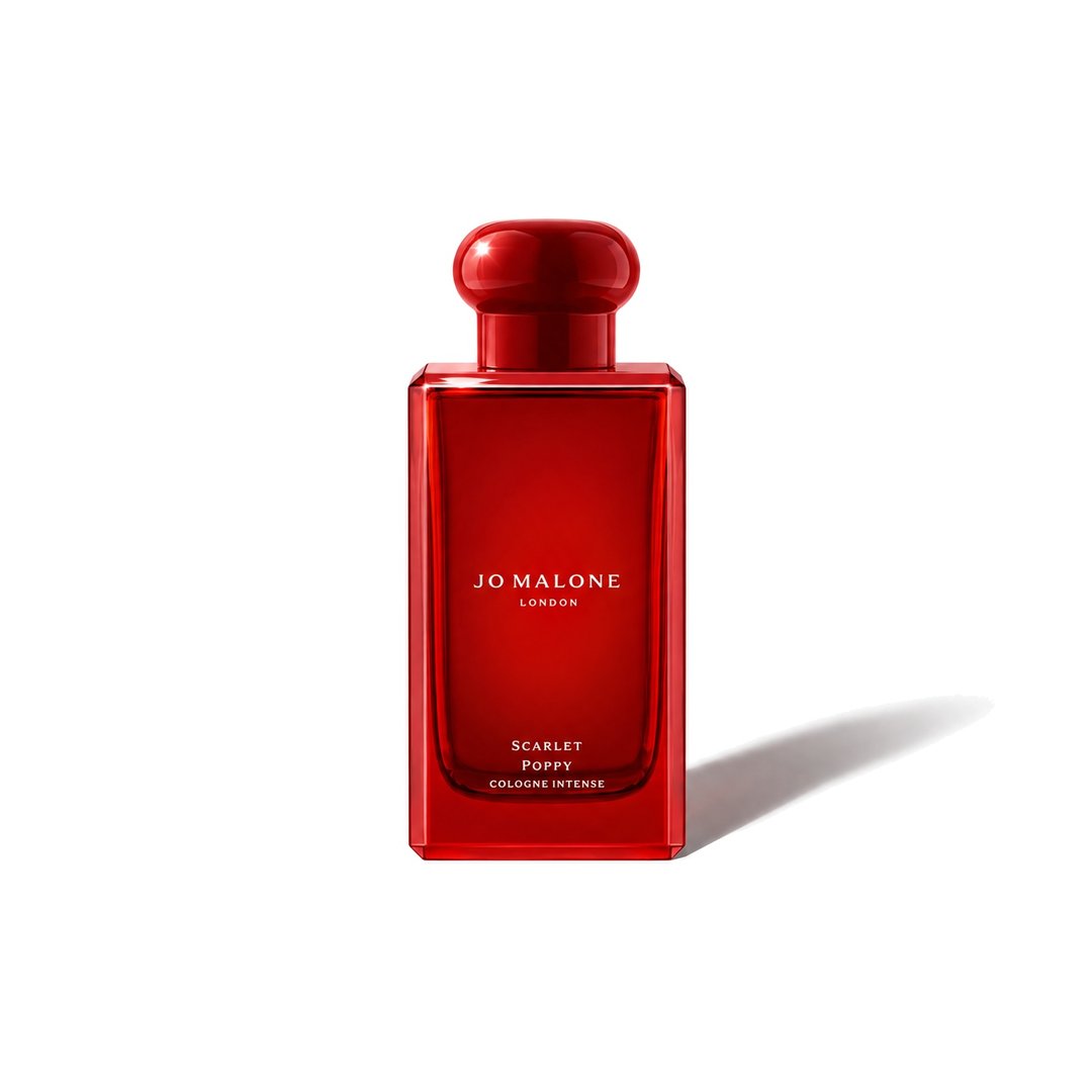 Scarlet Poppy Intense by Jo Malone London, bottle casting a soft shadow, photo 1 of 6