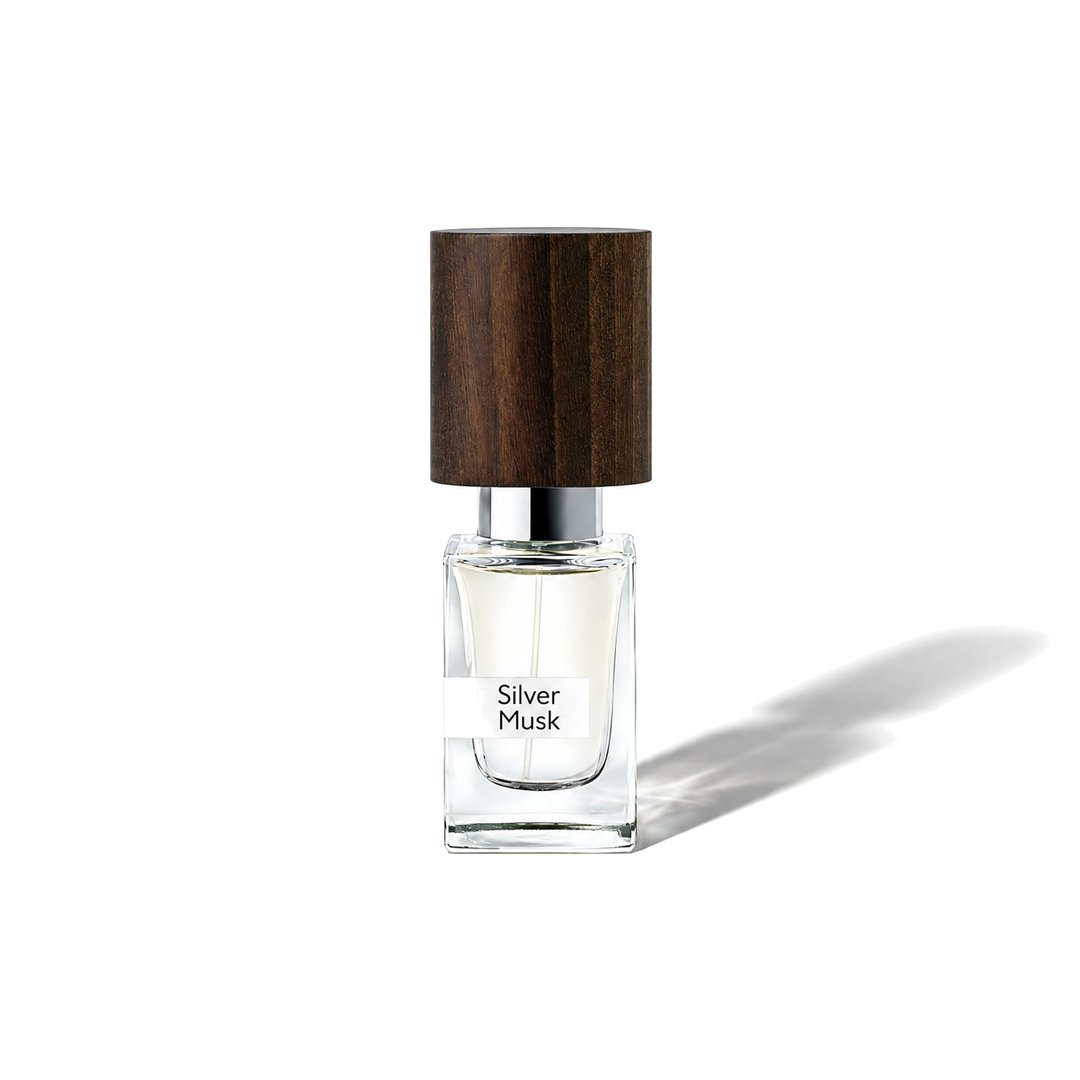 Silver Musk by Nasomatto, bottle casting a soft shadow, photo 1 of 6