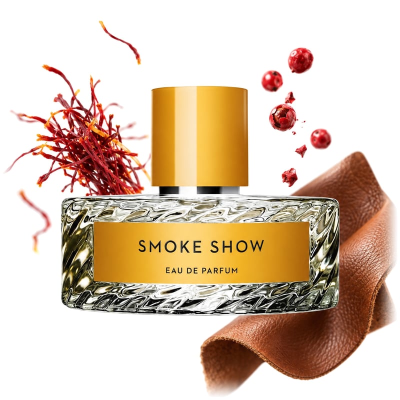 Vilhelm Parfumerie Smoke Show, flakon a jeho klíčové tóny: Šafrán, Růžový pepř a Kůže