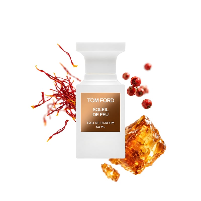 Tom Ford Soleil de Feu, flakon a jeho klíčové tóny: Šafrán, Růžový pepř a Ambra