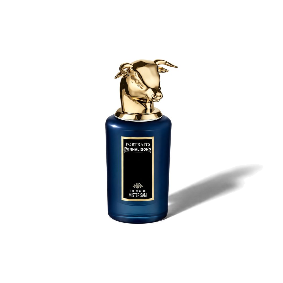 The Blazing Mister Sam Eau de Parfum Intense by Penhaligon's, bottle casting a soft shadow, photo 1 of 6