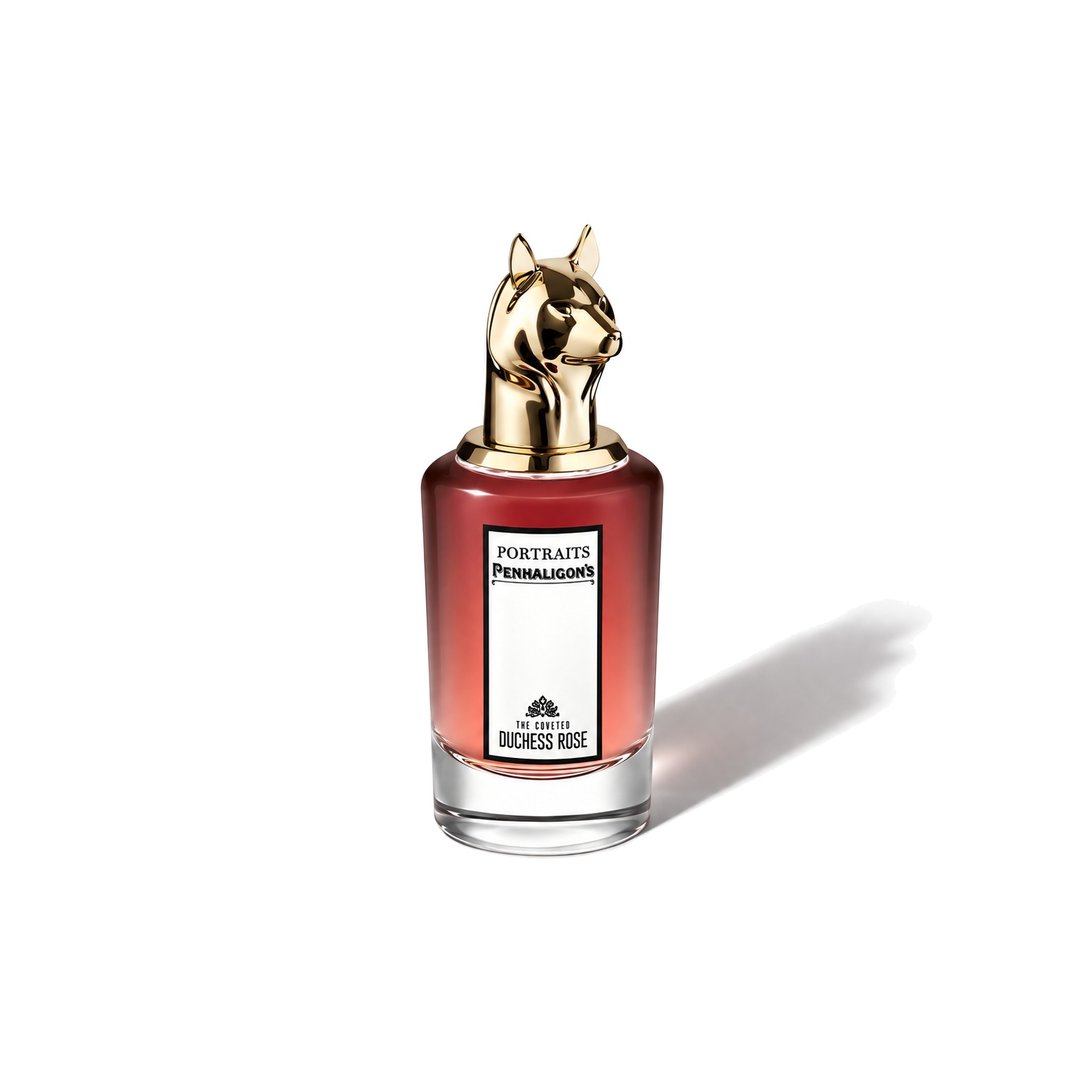 The Coveted Duchess Rose Intense by Penhaligon's, bottle casting a soft shadow, photo 1 of 6