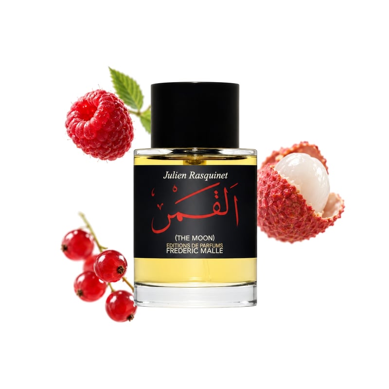 Frederic Malle The Moon, flakon a jeho klíčové tóny: Malina, Liči a Červené bobule