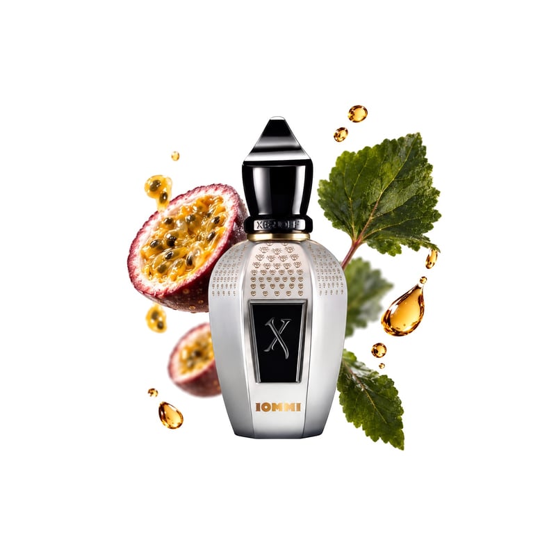 Tony Iommi Monkey Special by Xerjoff, bottle pictured with its key notes: Rum, Passionfruit and Singapore Patchouli