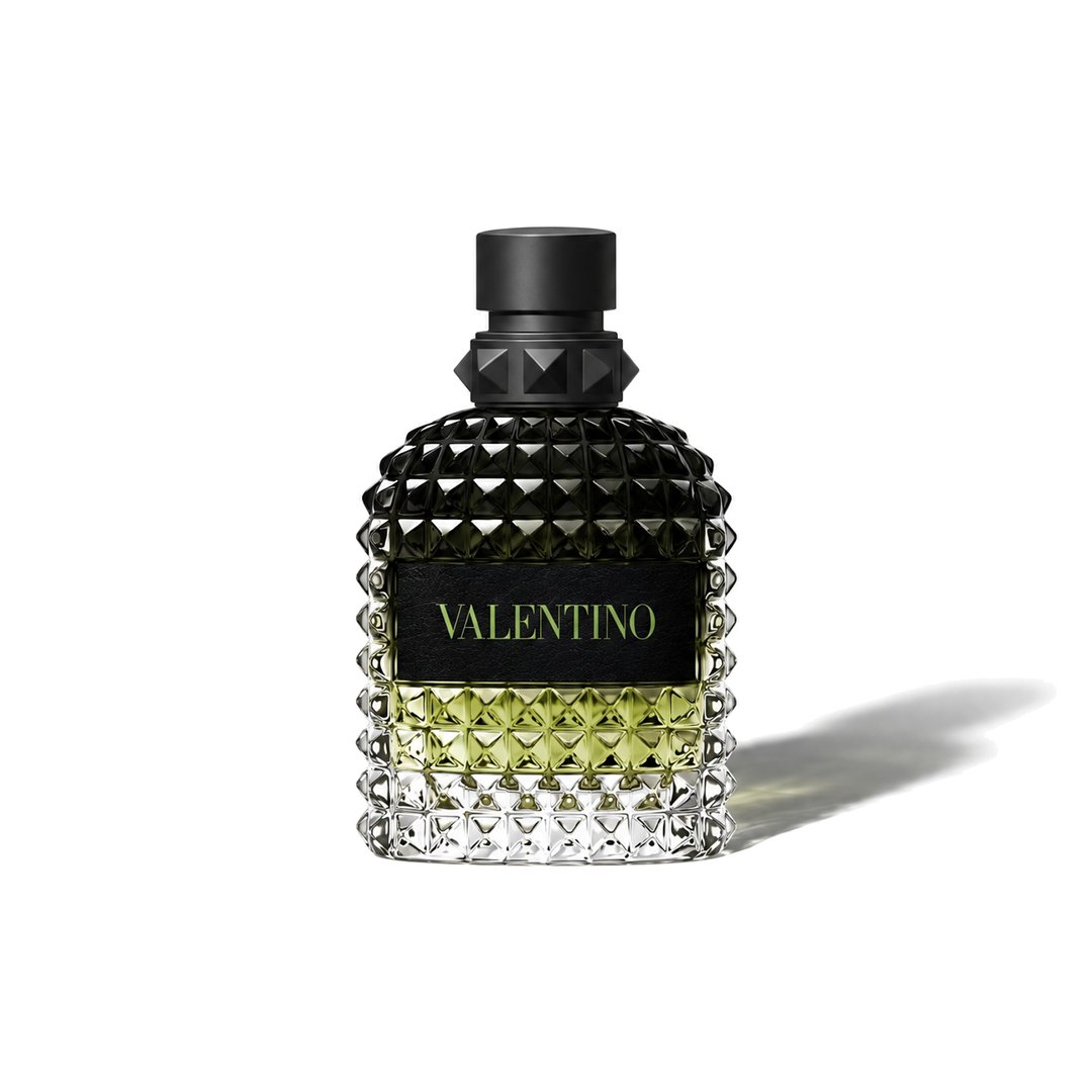 Uomo Born in Roma Green Stravaganza by Valentino, bottle casting a soft shadow, photo 1 of 6