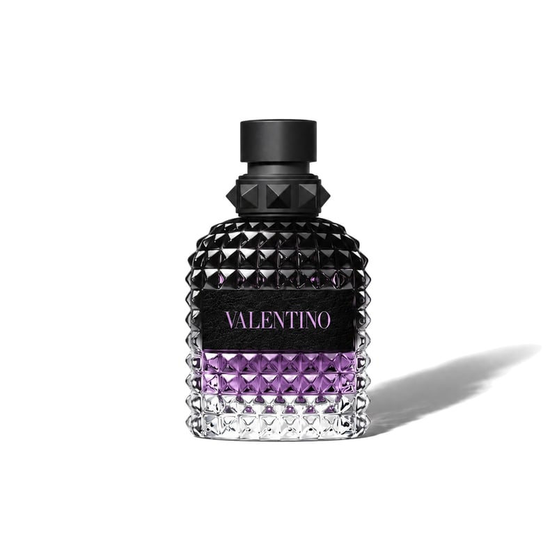 Uomo Born in Roma Purple Melancholia by Valentino, bottle casting a soft shadow