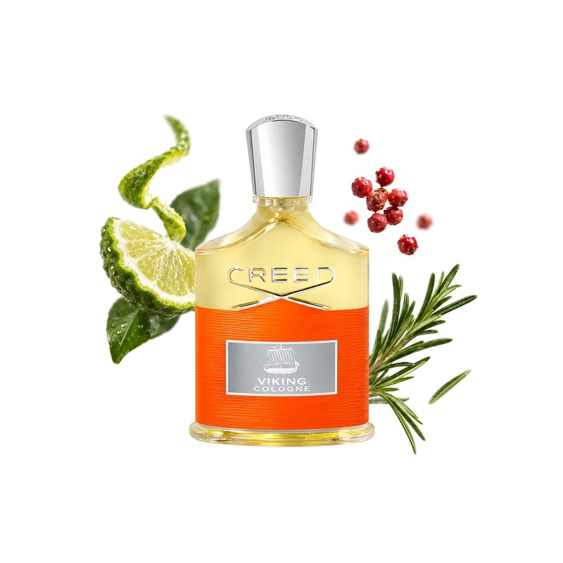 Creed Viking Cologne, az üveg és fő illatjegyei: Bergamott, Rózsaszín bors és Rozmaring